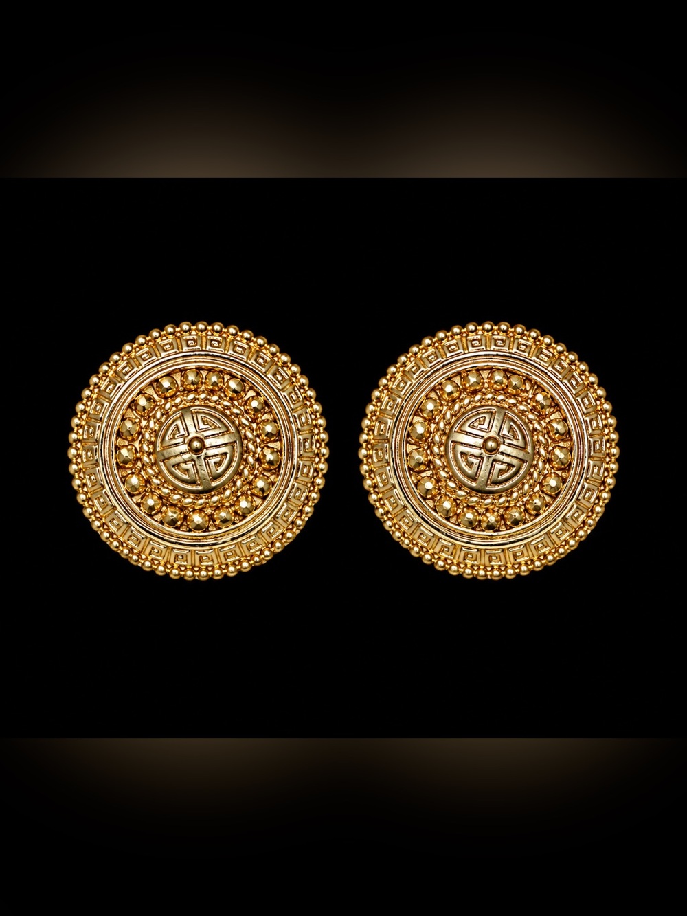Gold-Tone Round Filigree Earrings - Elegant Women's Jewelry